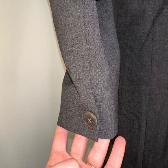 Liz Claiborne Collection Wool Blend Charcoal Gray Blazer Coat Modest Career - Picture 5 of 10